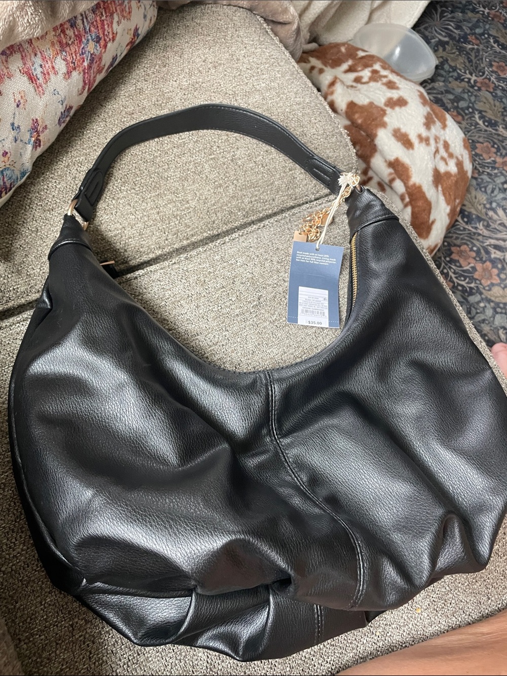 Universal Thread Black Pebbled Hobo Shoulder Bag with Single Strap